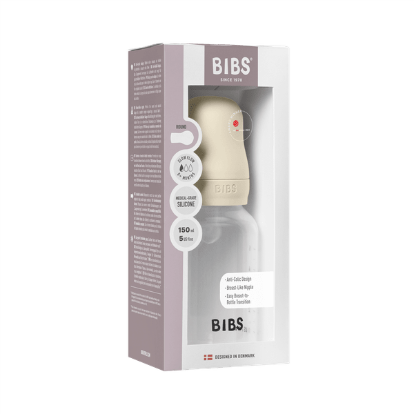 BIBS - Set complet biberon anticolici PP fara BPA, 150 ml, Silicon, Ivory, [5],bestfam.ro