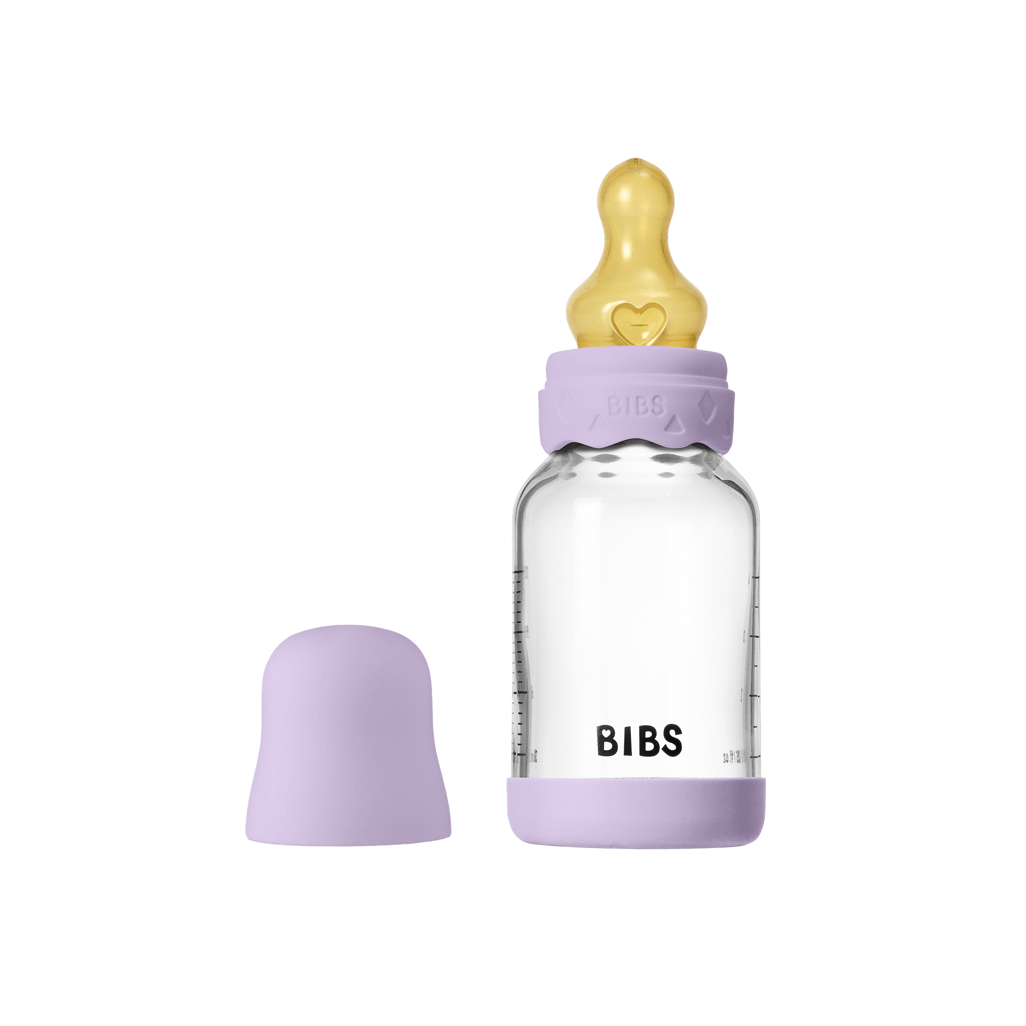BIBS - Set complet biberon Boheme din sticla anticolici cu tetina din latex, flux lent, 120 ml, Violet Sky