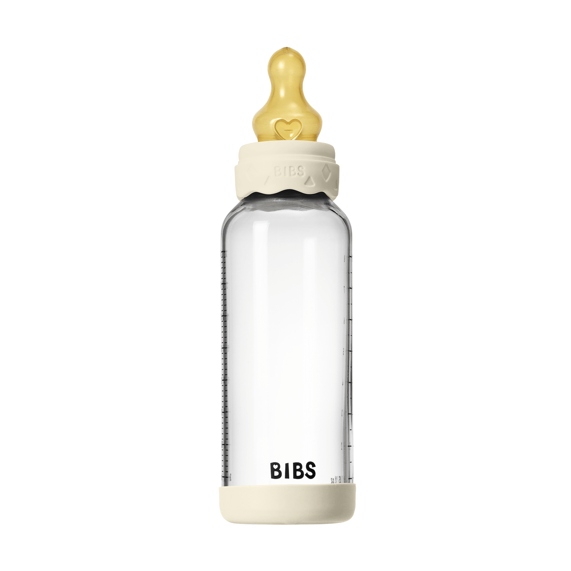 BIBS - Set complet biberon Boheme din sticla anticolici cu tetina din latex, flux mediu, 240 ml, Ivory, [4],bestfam.ro