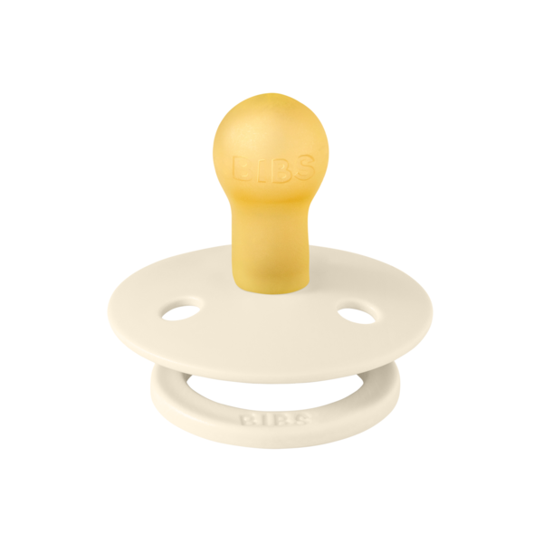 BIBS - Suzeta Colour Latex, tetina rotunda, 0 luni +-Ivory, [2],bestfam.ro