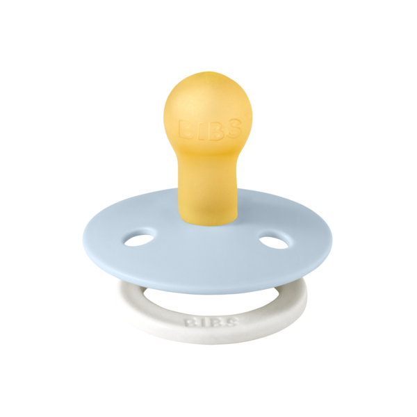 BIBS - Suzeta fosforescenta Colour GLOW Latex, tetina rotunda, 0 luni +-Baby Blue, [2],bestfam.ro
