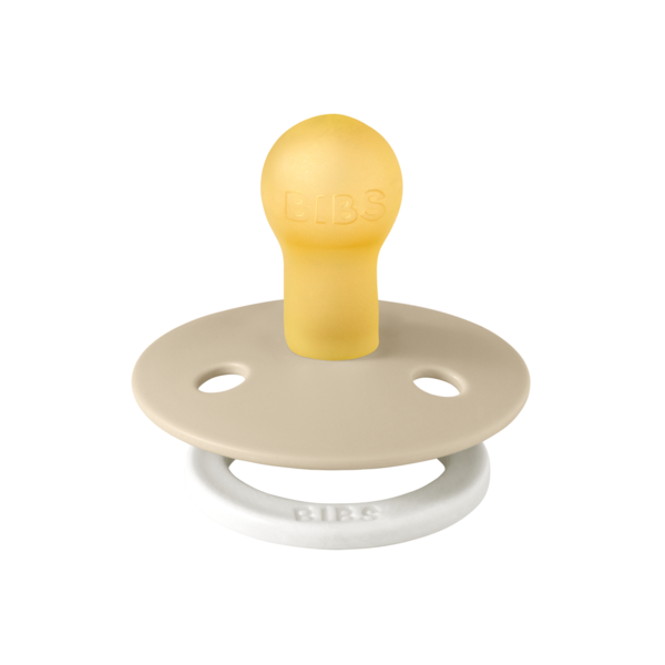 BIBS - Suzeta fosforescenta Colour GLOW Latex, tetina rotunda, 0 luni +-Vanilla, [2],bestfam.ro