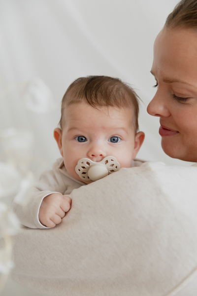 BIBS - Suzeta Infinity Silicon, tetina simetrica, 0 luni +-Ivory, [3],bestfam.ro