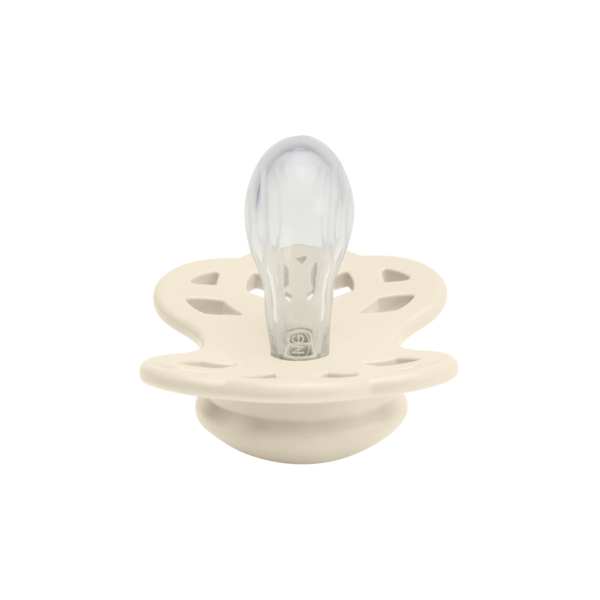 BIBS - Suzeta Infinity Silicon, tetina simetrica, 0 luni +-Ivory, [4],bestfam.ro