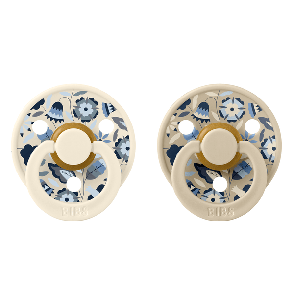 BIBS x LIBERTY - Set 2 suzete Colour Bobo Latex, tetina rotunda, 0 luni+-Ivory/Vanilla, [2],bestfam.ro