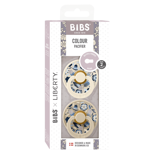 BIBS x LIBERTY - Set 2 suzete Colour Bobo Latex, tetina rotunda, 6 luni+-Ivory/Vanilla, [3],bestfam.ro