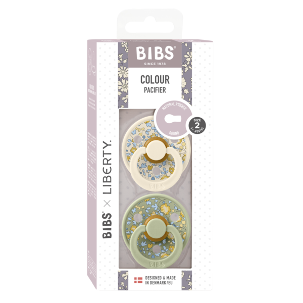 BIBS x LIBERTY - Set 2 suzete Colour Eloise Latex, tetina rotunda, 6 luni+-Ivory/Sage, [3],bestfam.ro