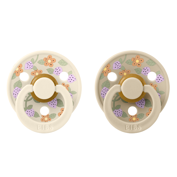 BIBS x LIBERTY - Set 2 suzete Colour Strawberries and Cream Latex, tetina rotunda, 0 luni+-Ivory/Vanilla, [2],bestfam.ro