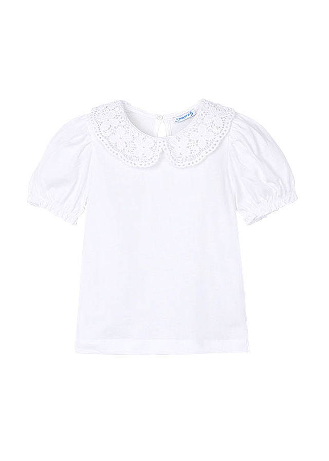 Bluza cu guler crosetat - alb - Mayoral