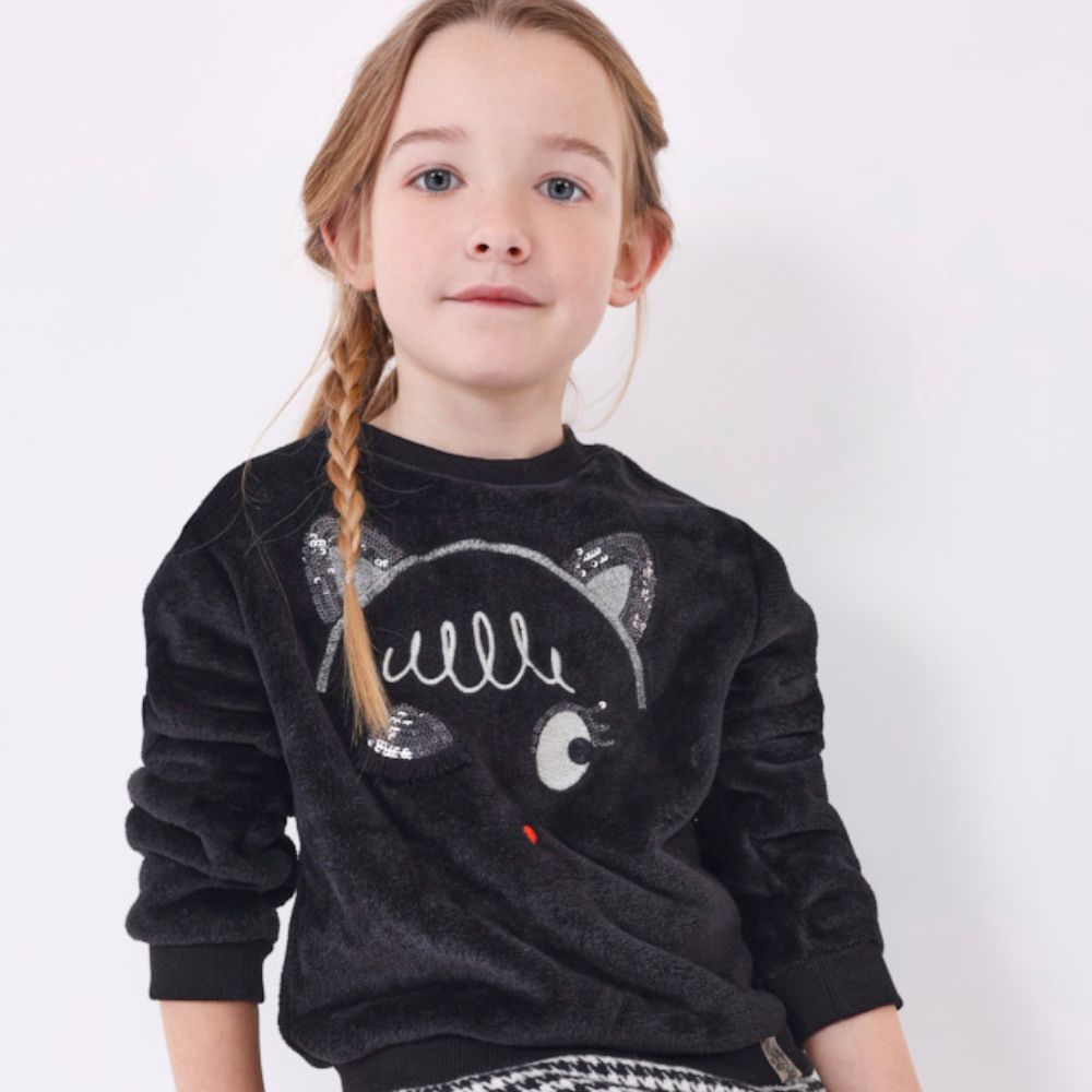 Bluza sport blanita aplicatii urechiuse pisica - Mayoral   7 ani (122 cm), [2],bestfam.ro
