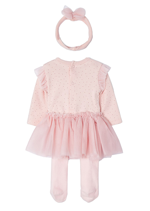 Body cu maneca lunga + fustita tul si ciorapi + bentita - Roz - Mayoral  4-6 luni, [2],bestfam.ro