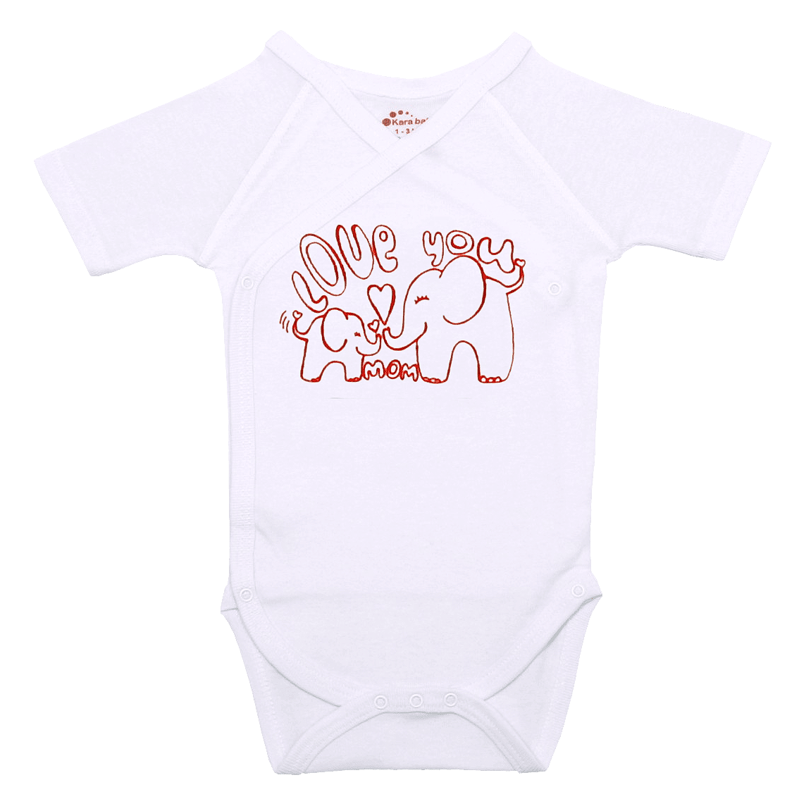 Body maneca scurta - Elefanti - Kara Baby  1-3 luni (56-62cm)