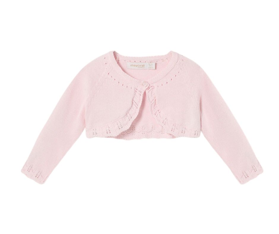 Bolero  tricot cu bumbac sustenabil- Alb - Mayoral  2-4 luni, [5],bestfam.ro