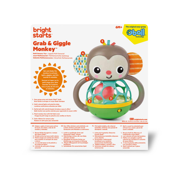Bright Starts - Jucarie multi-senzoriala, "Grab & Giggle Monkey", [2],bestfam.ro