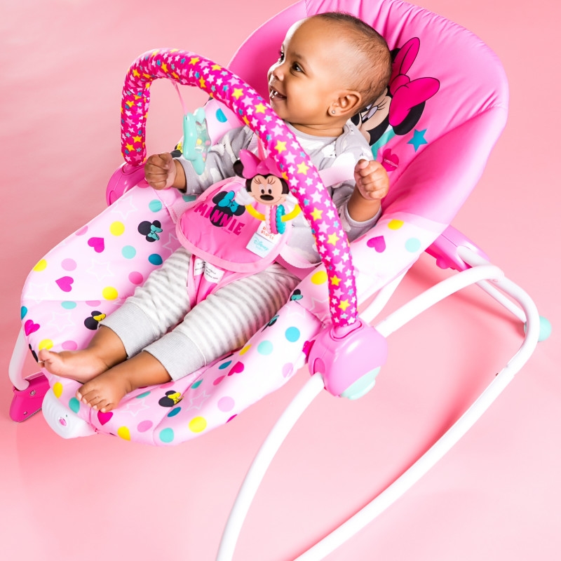Bright Starts - Leagan portabil Rocker Minnie Stars & Smiles, [4],bestfam.ro