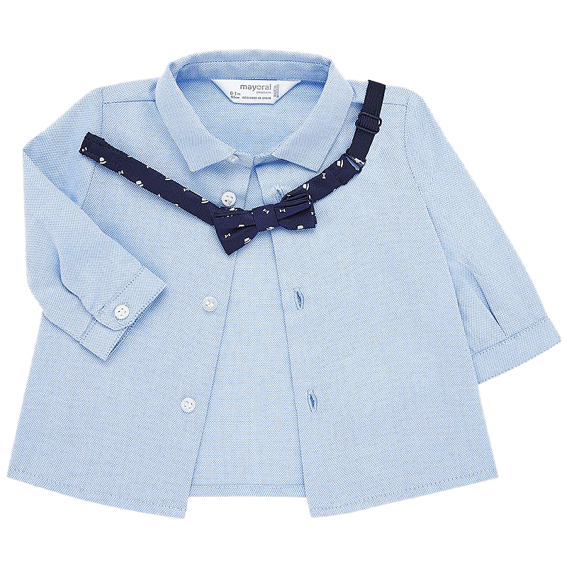 Camasa bleu maneca lunga + papion - Mayoral 6-9 luni, [4],bestfam.ro