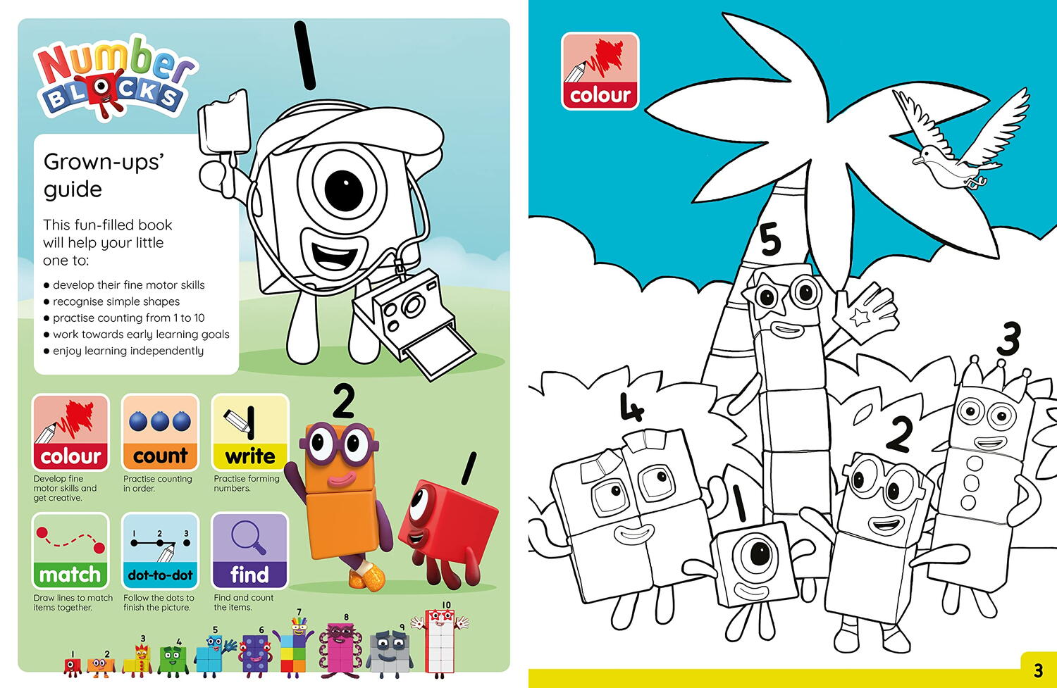 Carte cu activitati Numberblocks - Colorez & ma distrez, [3],bestfam.ro