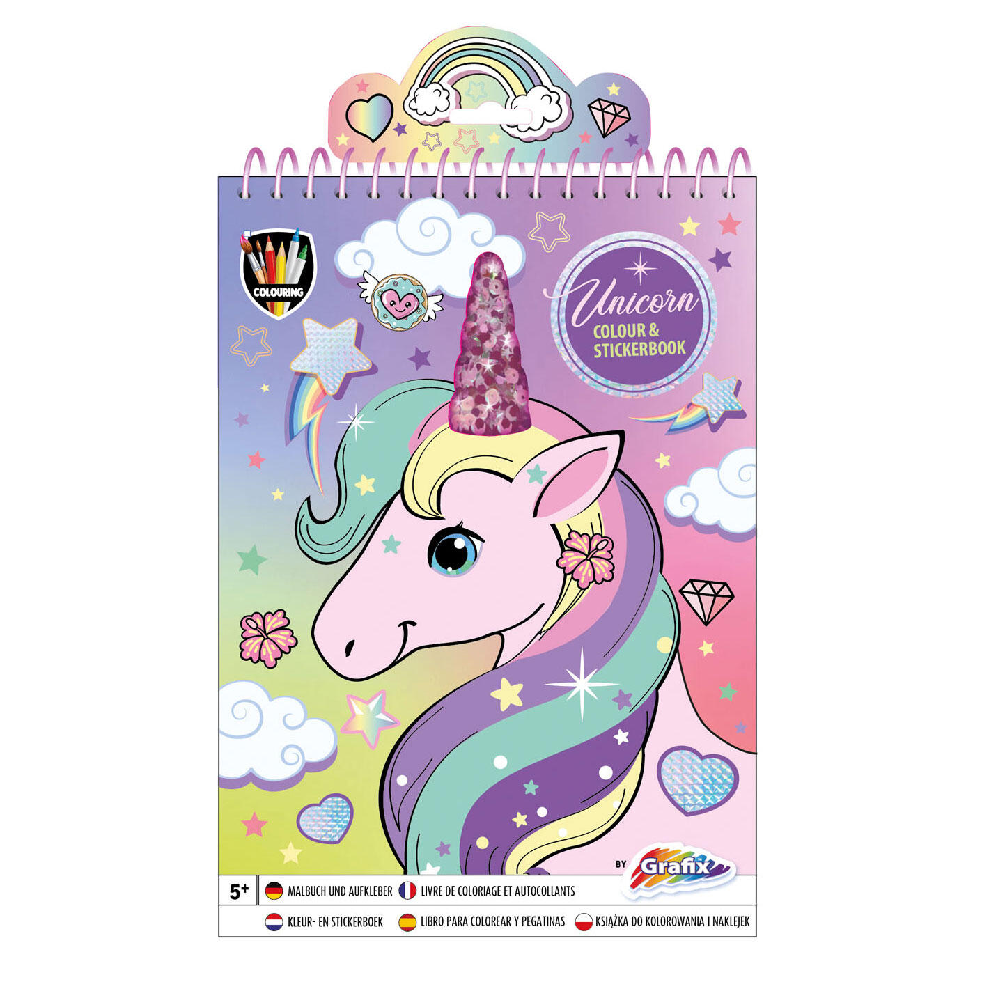 Carte de colorat cu abtibilduri - Unicorn magic