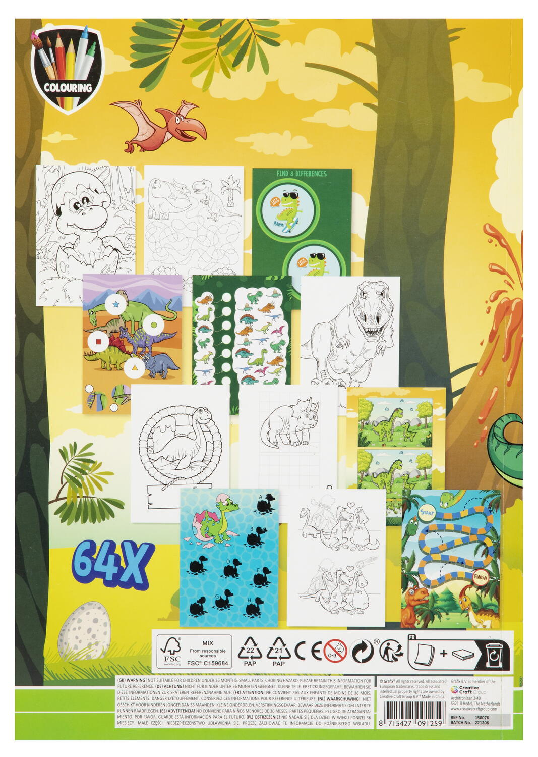 Carte de colorat cu activitati - Dinozaur, [3],bestfam.ro