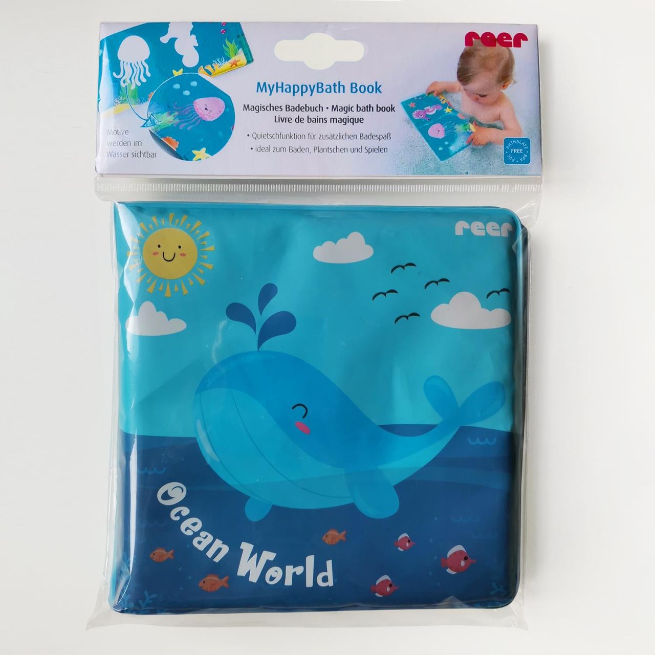 Carticica de baie plutitoare, 8 pagini colorate care isi schimba culoarea in contact cu apa, MyHappyBath Book, Reer 76012, [3],bestfam.ro