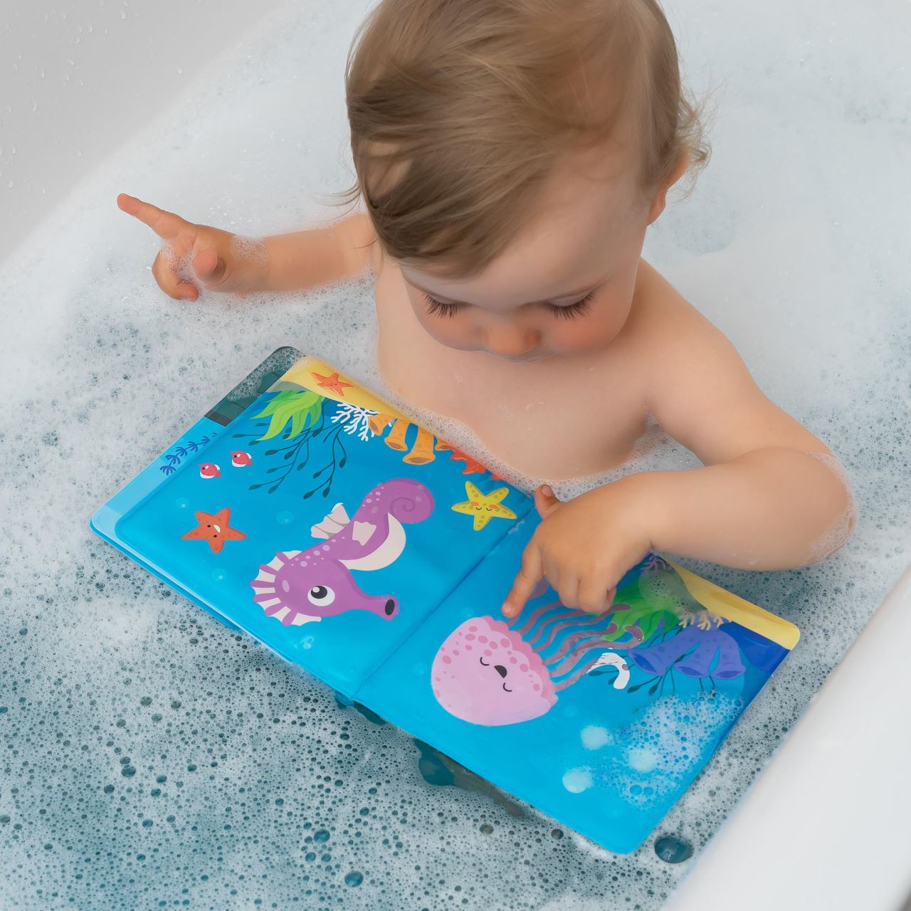 Carticica de baie plutitoare, 8 pagini colorate care isi schimba culoarea in contact cu apa, MyHappyBath Book, Reer 76012, [6],bestfam.ro