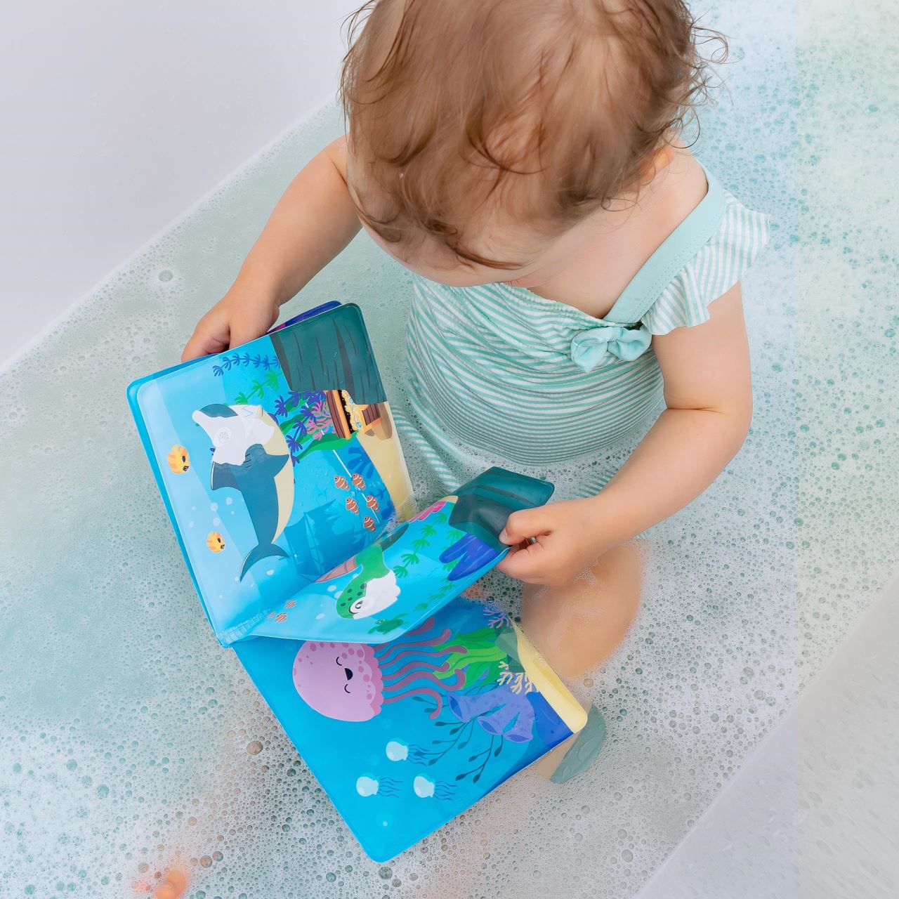 Carticica de baie plutitoare, 8 pagini colorate care isi schimba culoarea in contact cu apa, MyHappyBath Book, Reer 76012, [8],bestfam.ro