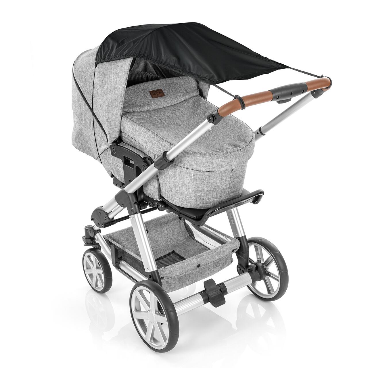 Copertina pentru protectie solara UV 50+, parasolar pentru carucior de copii, model universal, negru, Reer ShineSafe Black 84191, [3],bestfam.ro