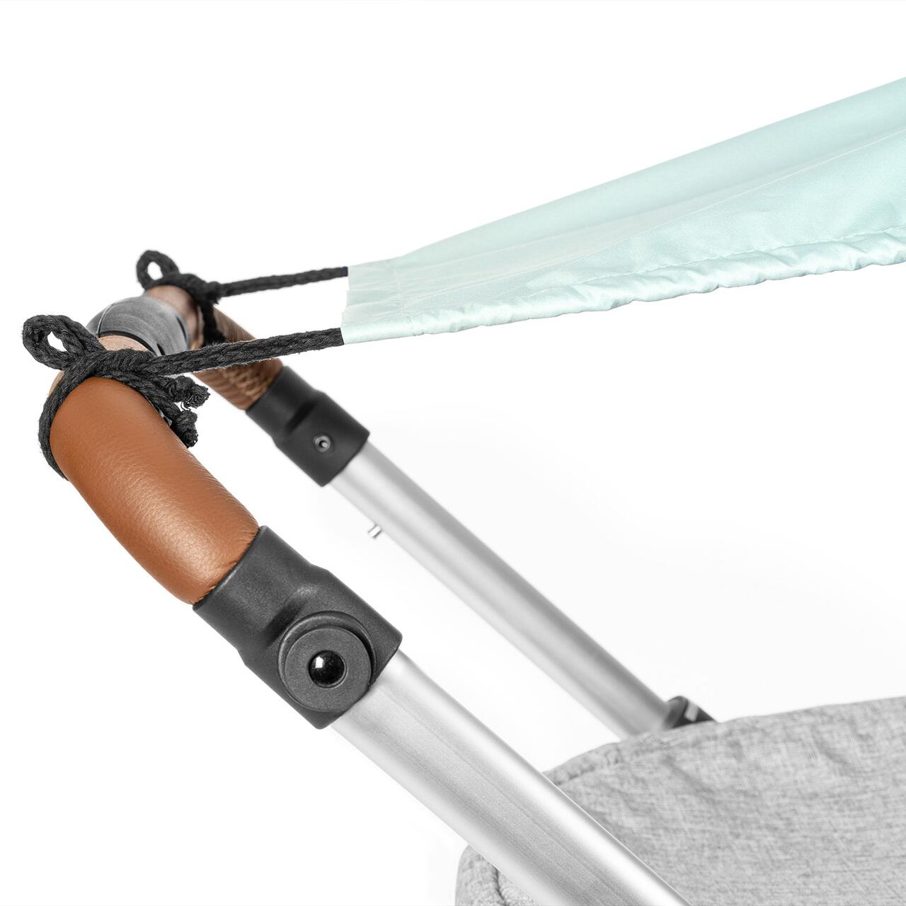 Copertina pentru protectie solara UV 50+, parasolar pentru carucior de copii, model universal, verde menta, Reer ShineSafe Mint 84223, [4],bestfam.ro