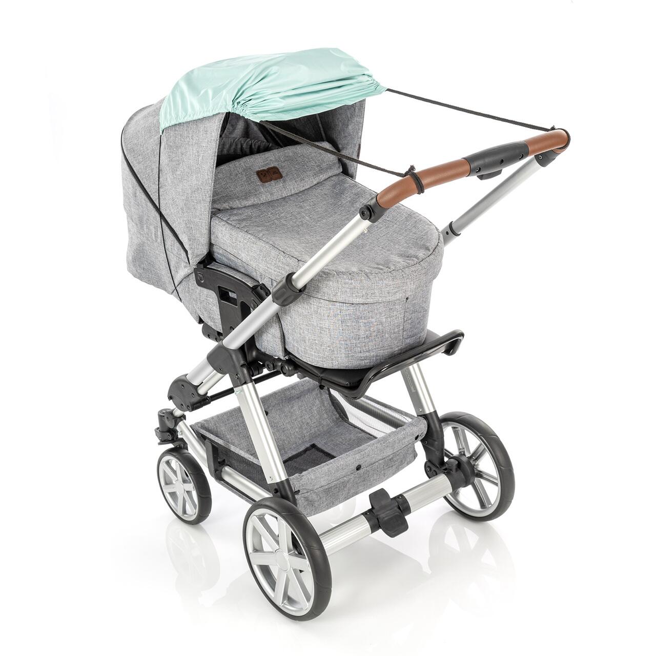 Copertina pentru protectie solara UV 50+, parasolar pentru carucior de copii, model universal, verde menta, Reer ShineSafe Mint 84223, [6],bestfam.ro