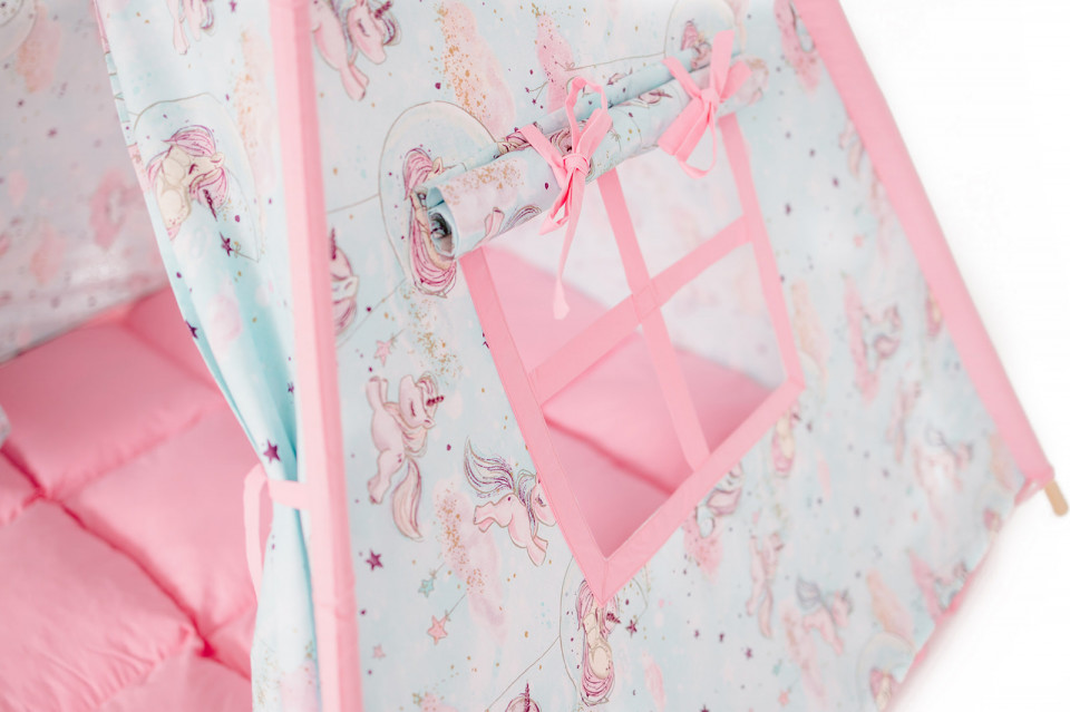 Cort de joaca teepee - Unicorn Heaven - Roz - Maradalia Kids, [4],bestfam.ro