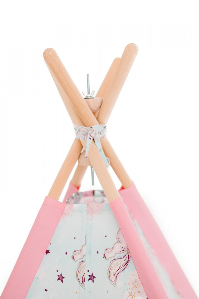 Cort de joaca teepee - Unicorn Heaven - Roz - Maradalia Kids, [5],bestfam.ro