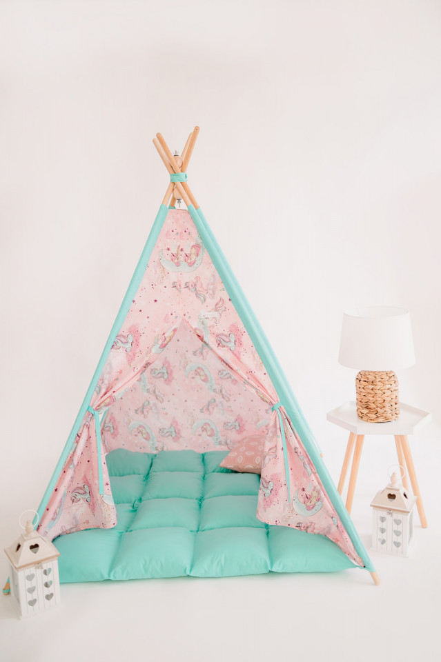 Cort de joaca teepee - Unicorn Heaven-Mint - Maradalia Kids, [2],bestfam.ro