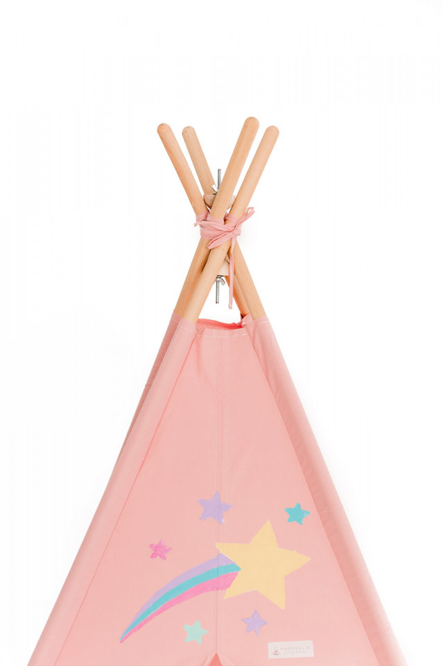 Cort de joaca pictat manual - Unicorn - Roz - Maradalia Kids, [3],bestfam.ro