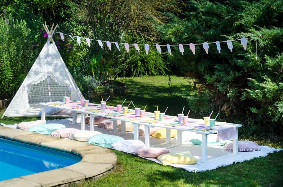 Cort teepee, dantela - Ivory - Maradalia Kids, [3],bestfam.ro