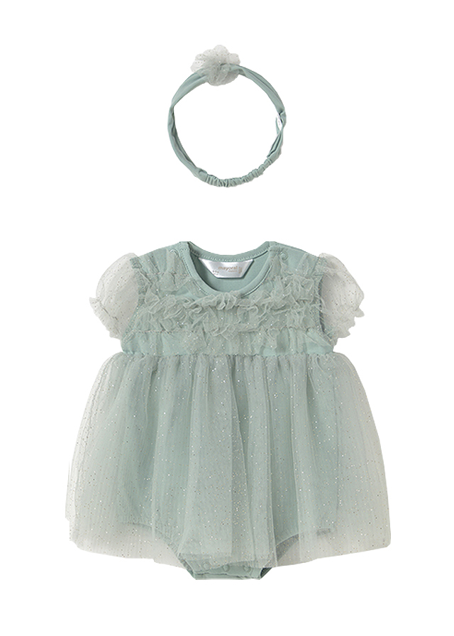Costumas (rochita) cu tul + diadema - vernil - Mayoral  2-4 luni