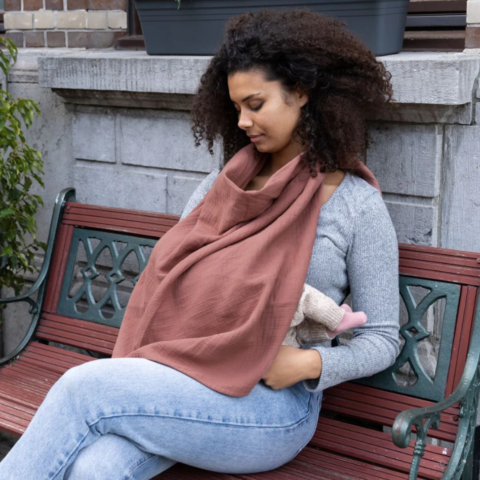 Doomoo - Esarfa pentru alaptat multifunctionala din bumbac organic Momâ€™n Play Brick, [4],bestfam.ro