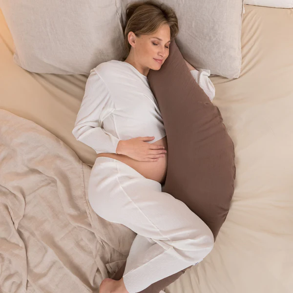 Doomoo - Perna mare 3 in 1 Comfy Big Tetra Chocolate din bumbac organic: perna gravide, suport pentru hranire, suport pentru bebe, [2],bestfam.ro