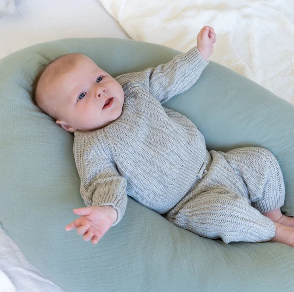 Doomoo - Perna mare 3 in 1 Comfy Big Tetra Green din bumbac organic: perna gravide, suport pentru hranire, suport pentru bebe, [3],bestfam.ro