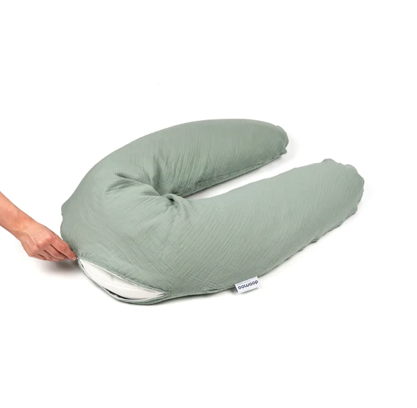 Doomoo - Perna mare 3 in 1 Comfy Big Tetra Green din bumbac organic: perna gravide, suport pentru hranire, suport pentru bebe, [5],bestfam.ro