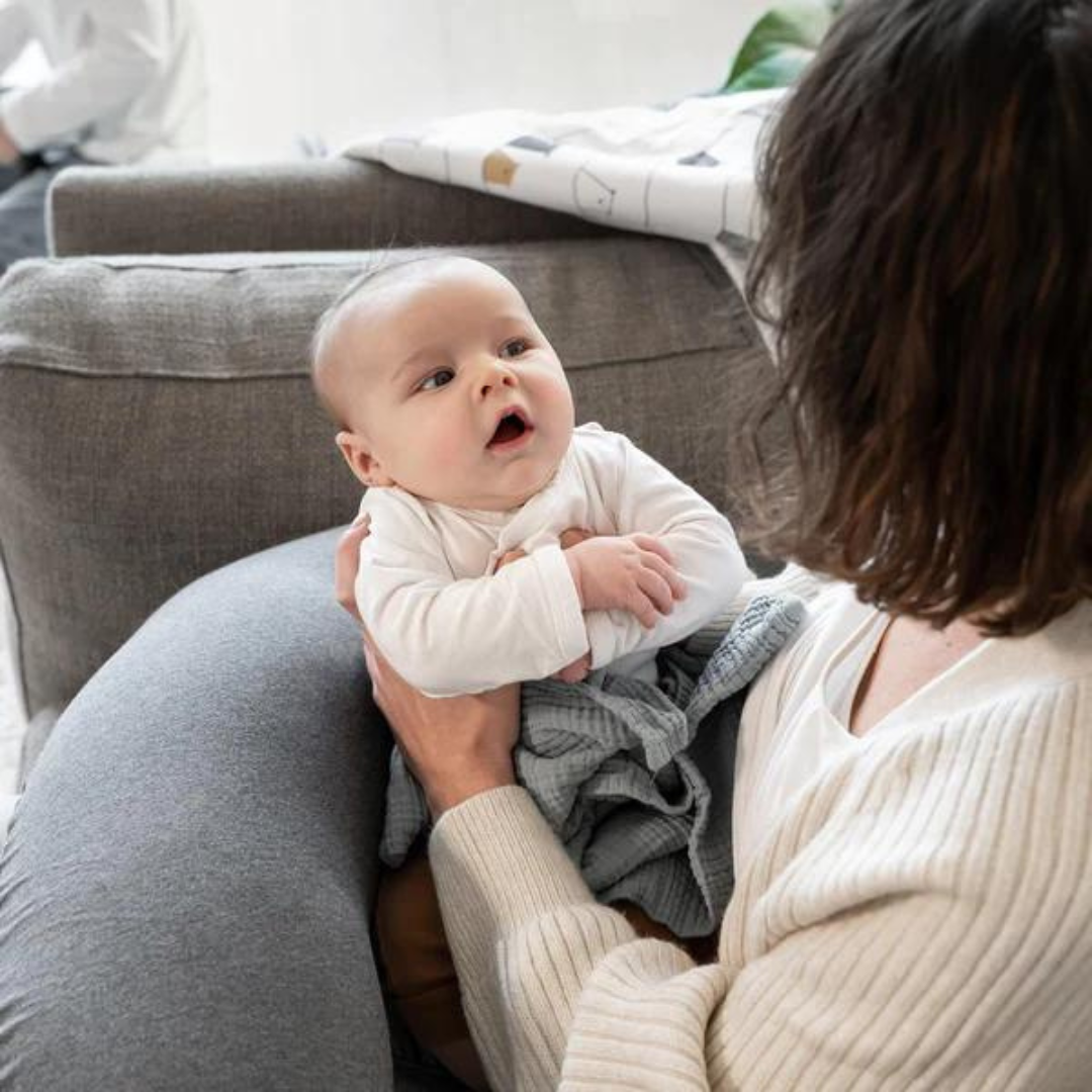 Doomoo - Perna mare pentru gravide si bebelusi 3 in 1, bumbac organic Buddy Chine Anthracite, [2],bestfam.ro