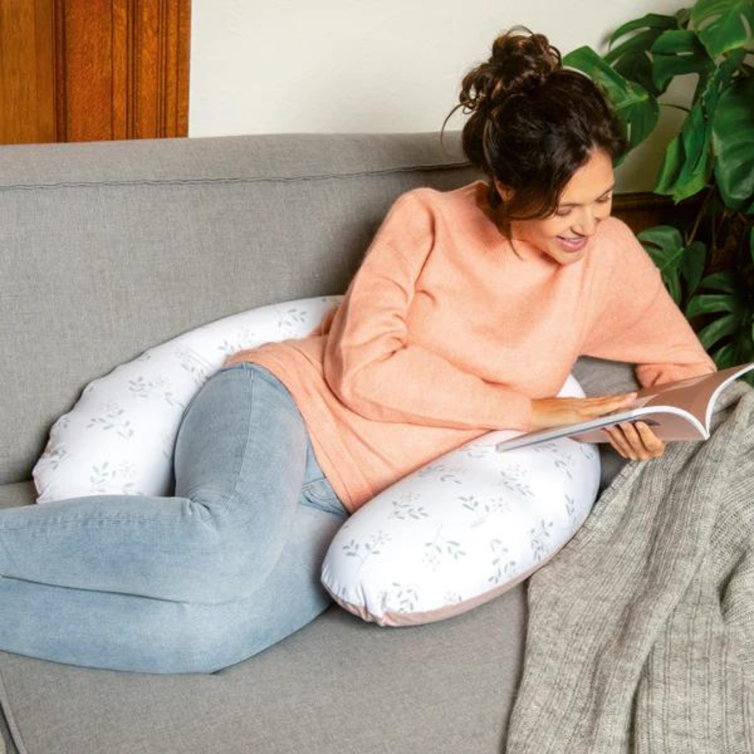 Doomoo - Perna mare pentru gravide si bebelusi 3 in 1, bumbac organic Buddy Spring Pink, [5],bestfam.ro