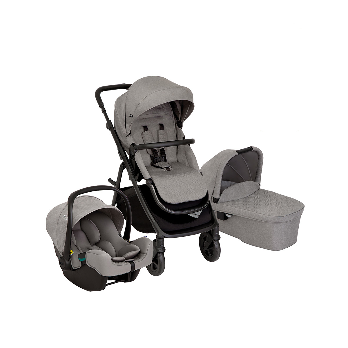 Graco - Carucior pentru copii multifunctional 3 in 1 Near2Me DLX Ash (Carucior Near2Me DLX + Landou Near2Me DLX + Scoica SnugLite)