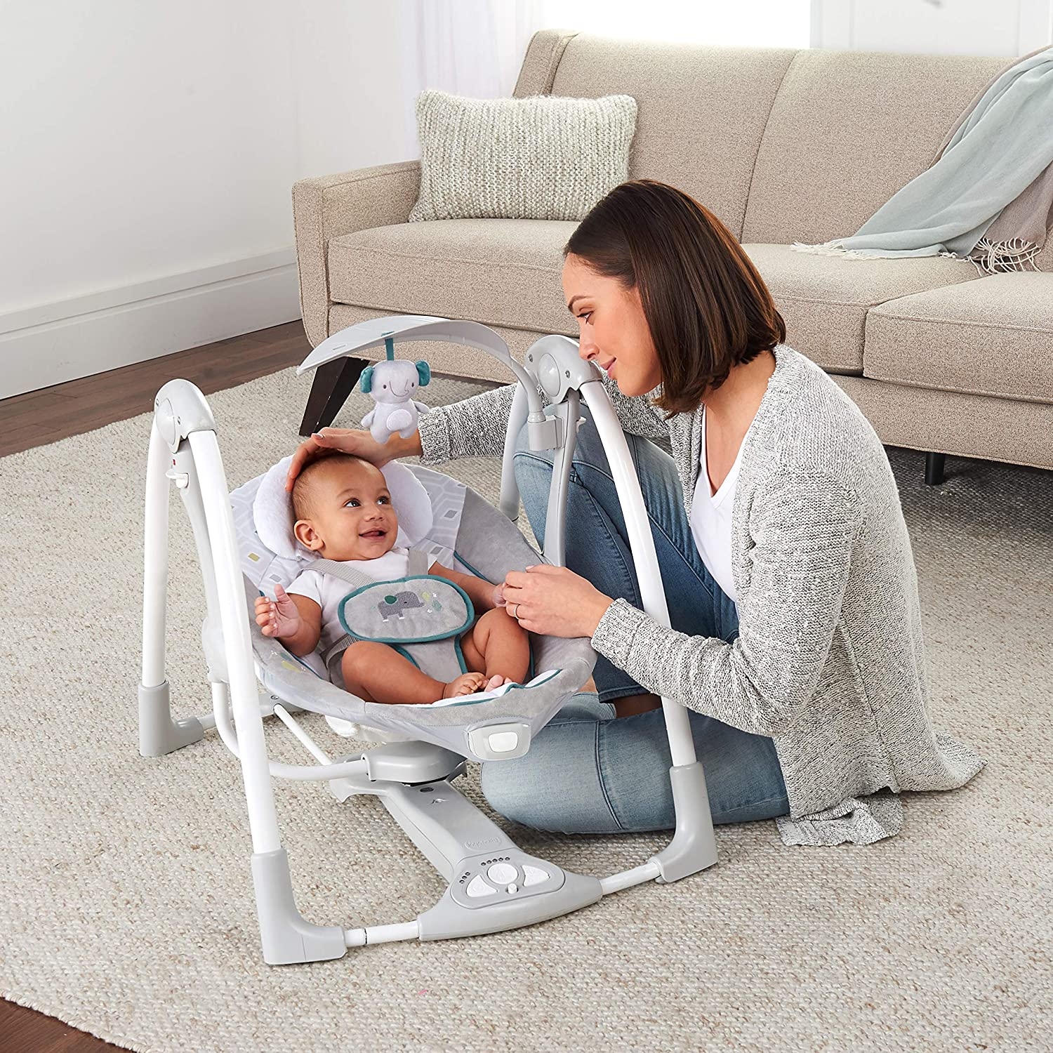 Ingenuity - Leagan portabil ConvertMe Swing 2 Seat Battery-Saver, Nash, [3],bestfam.ro