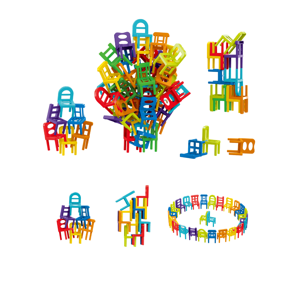 Joc de constructie STEAM - Scaune colorate (72 piese), [2],bestfam.ro