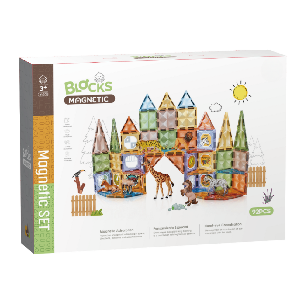 Joc magnetic Diamond La Zoo - 92 piese (7.5 cm)