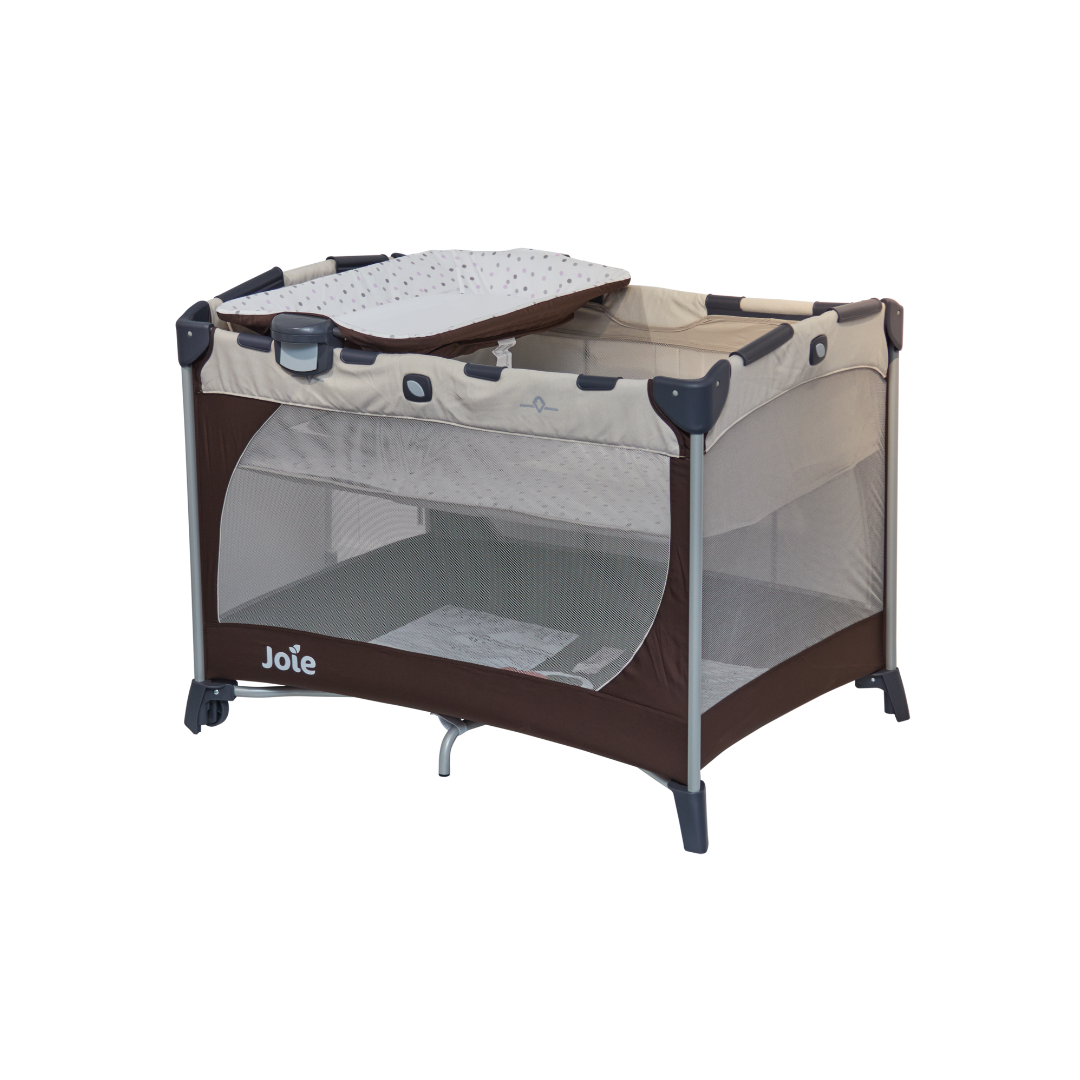 Joie - Patut pliant Commuter Change Beige Dots, cu cosulet detasabil inclus