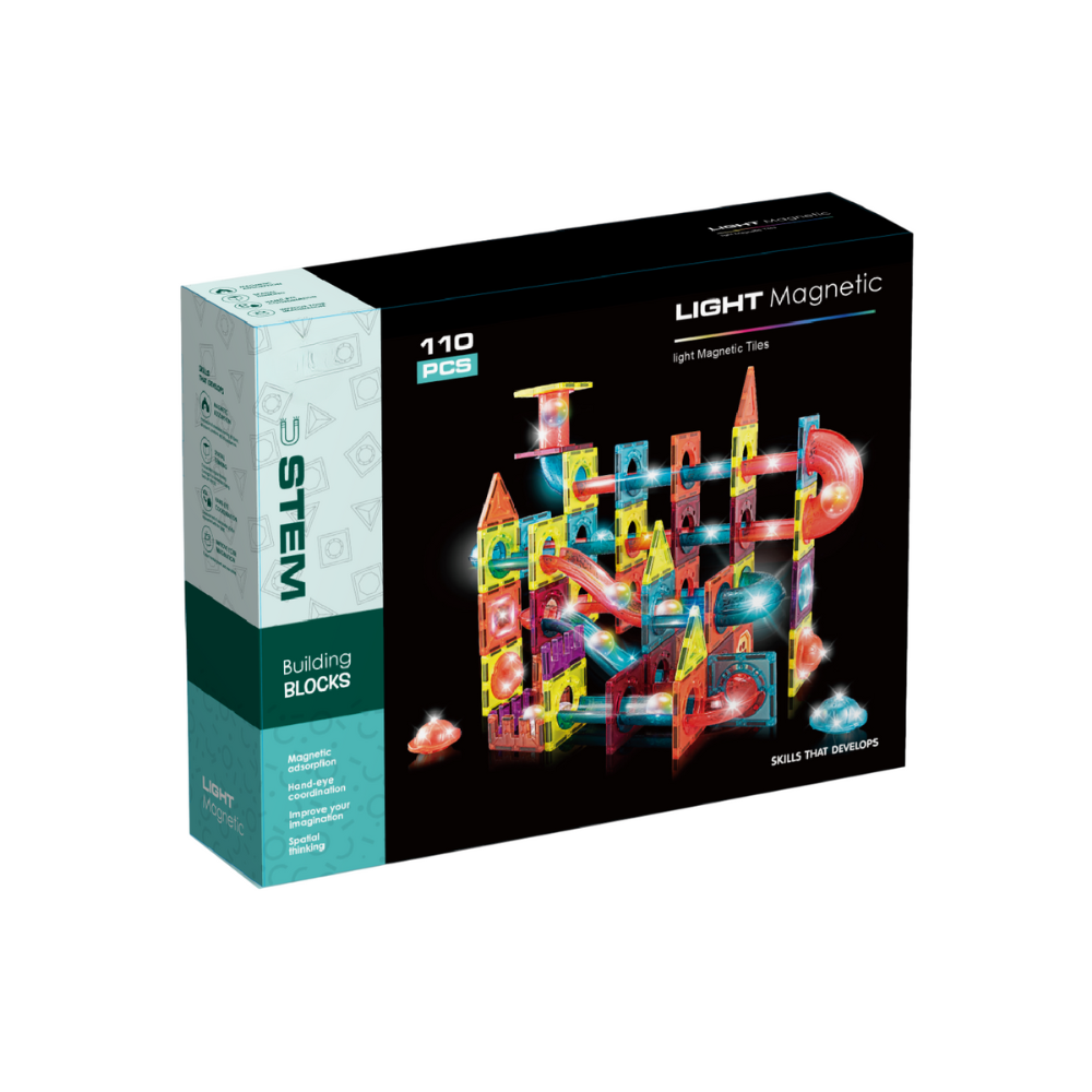 Labirintul meu magnetic cu lumini - 110 piese (7.5 cm)