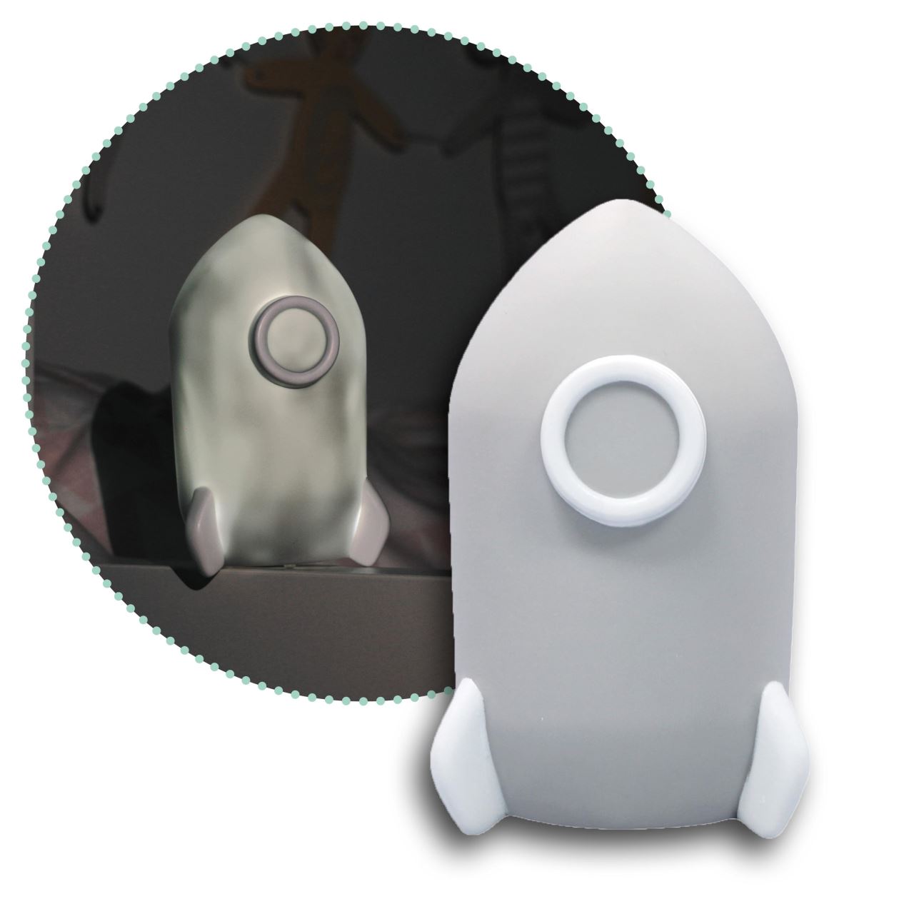 Lampa de veghe cu LED, cu oprire cronometrata, forma racheta, gri, Lumilu Sweet Dreams Rocket, Reer 52271, [2],bestfam.ro