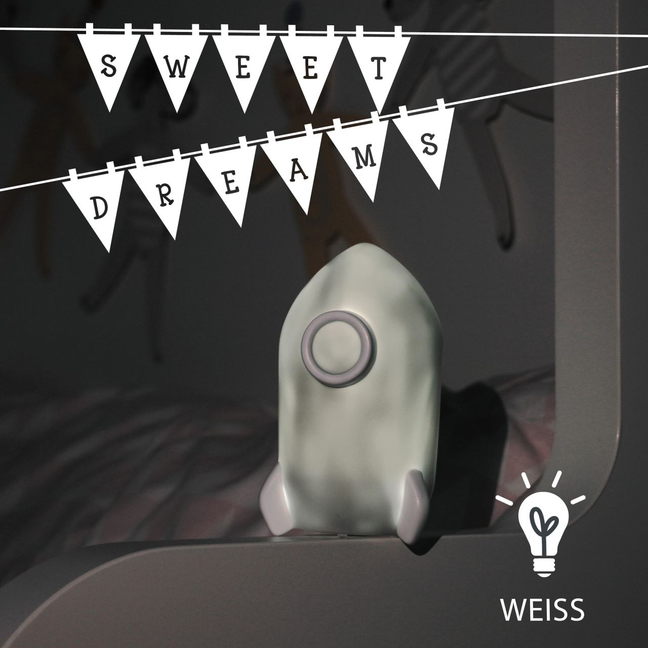 Lampa de veghe cu LED, cu oprire cronometrata, forma racheta, gri, Lumilu Sweet Dreams Rocket, Reer 52271, [3],bestfam.ro