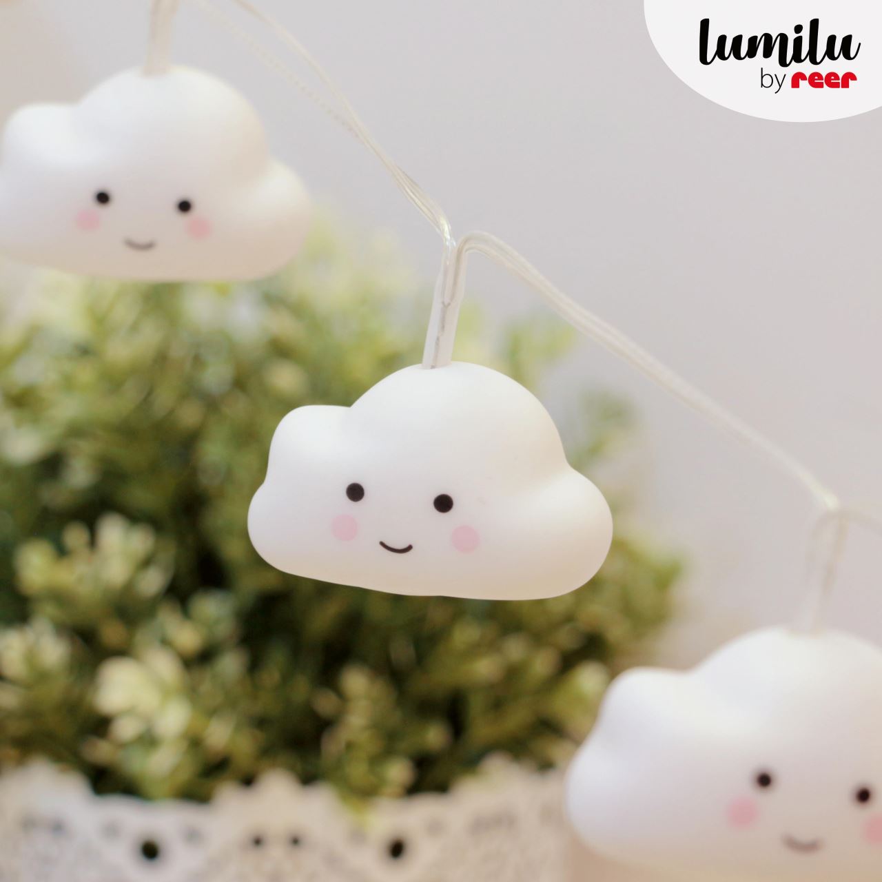 Lampa de veghe ghirlanda, 10 LED-uri, oprire cronometrata, forma nor, alba, Lumilu String Light Cloud, Reer 52180, [5],bestfam.ro